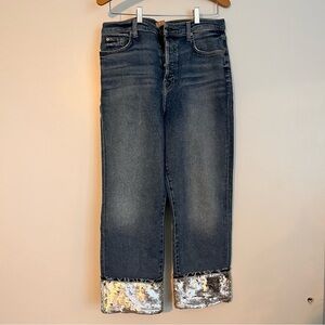 7 For All Mankind Dark Blue Jeans with Sequin Hem